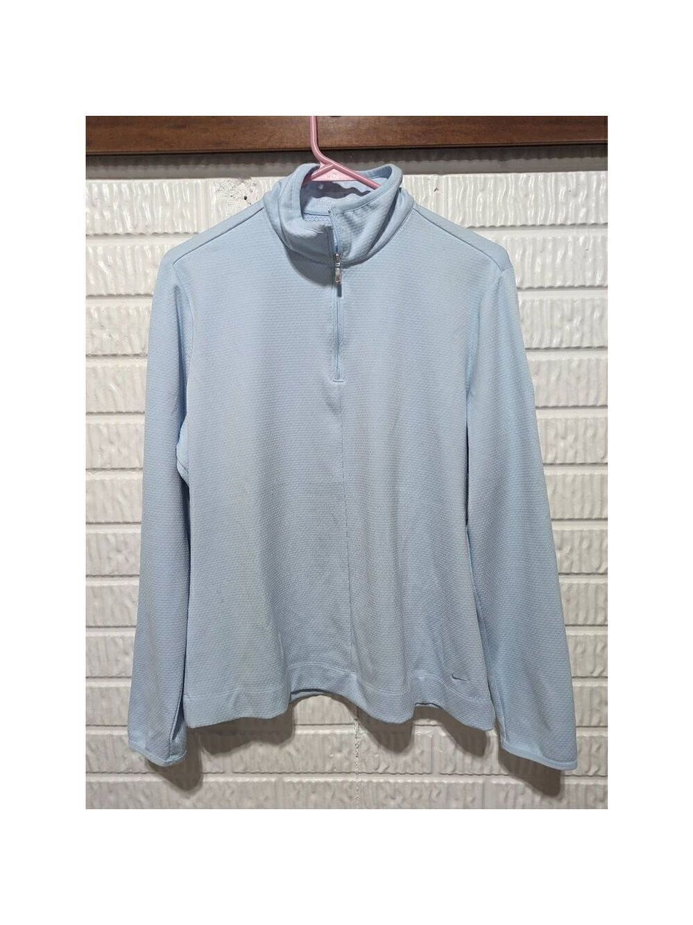 Nike Golf Women's Light Blue Dri-Fit 1/4 Zip Textured Pull-Over Sweatshirt Large
